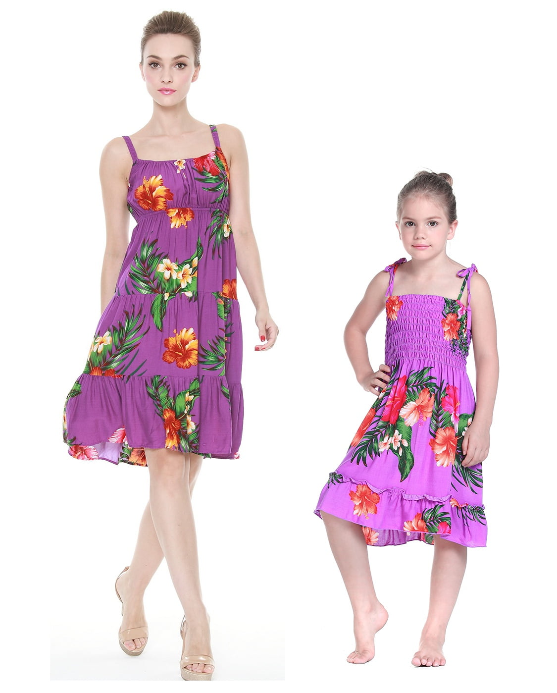 Hawaiian Purple Flower Girl Dress